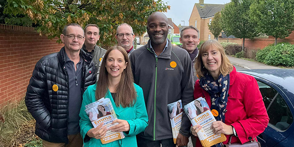 Emma Holland-Lindsay with campaigners out in Mid Bedfordshire