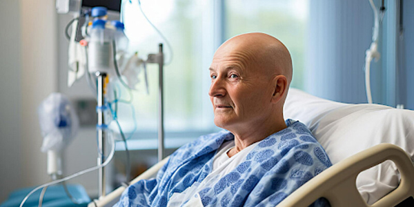 A patient in a hosptial bed
