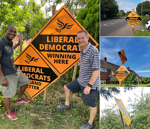 Lib Dem posters across Mid Bedfordshire