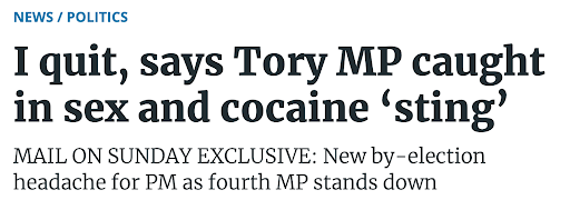 I quit, says Tory MP caught in sex and cocaine 'sting'.