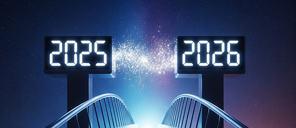 Two signs, one with 2025 and one with 2026 on them in lights