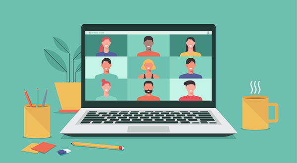 An illustration of an online video call