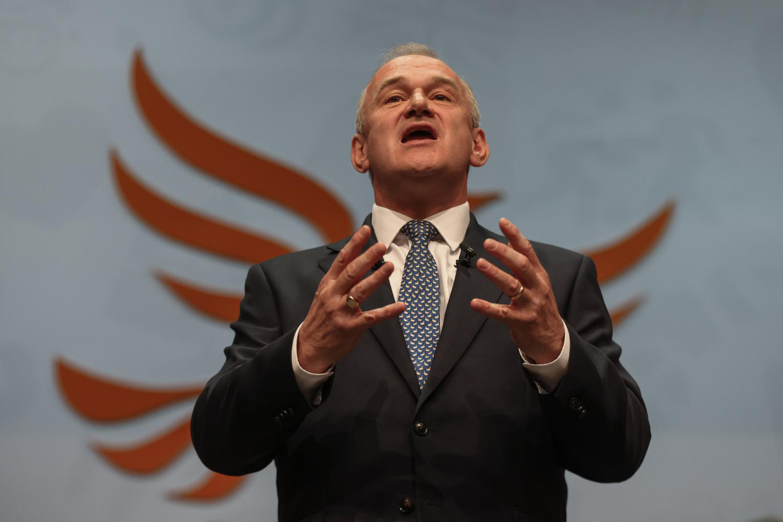 Ed Davey delivering his Conference speech on the main stage