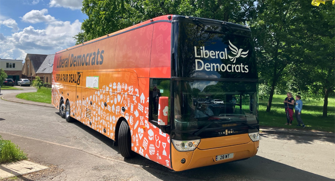 The Lib Dem battle bus.