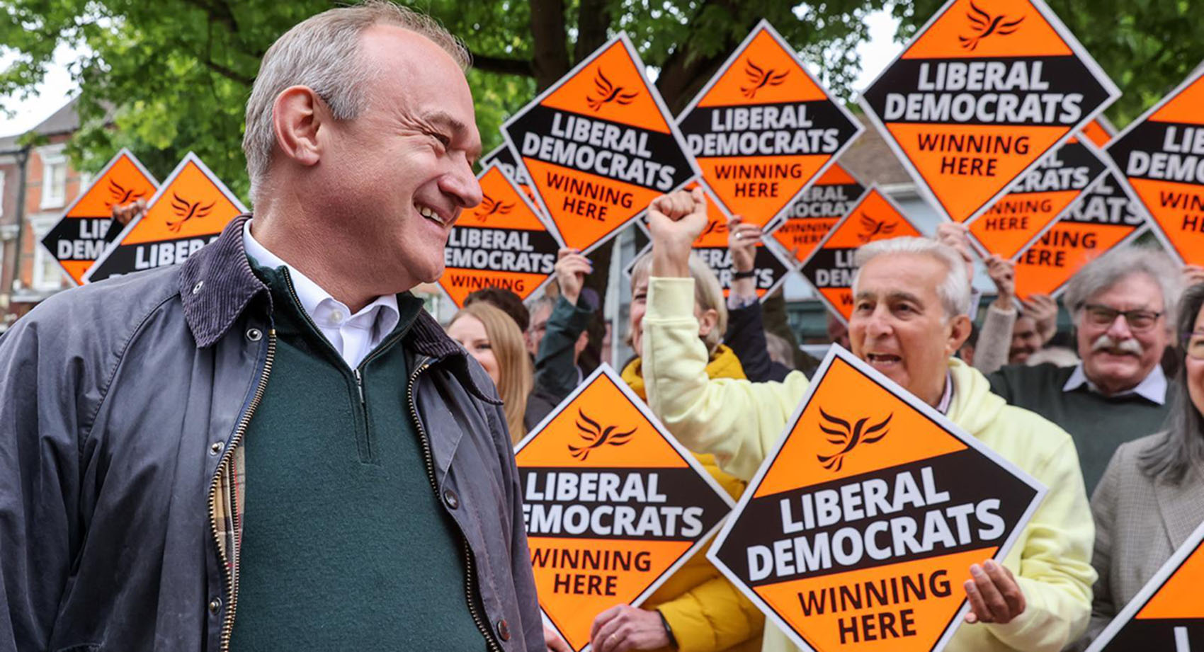 Ed Davey and Lib Dem supporters.