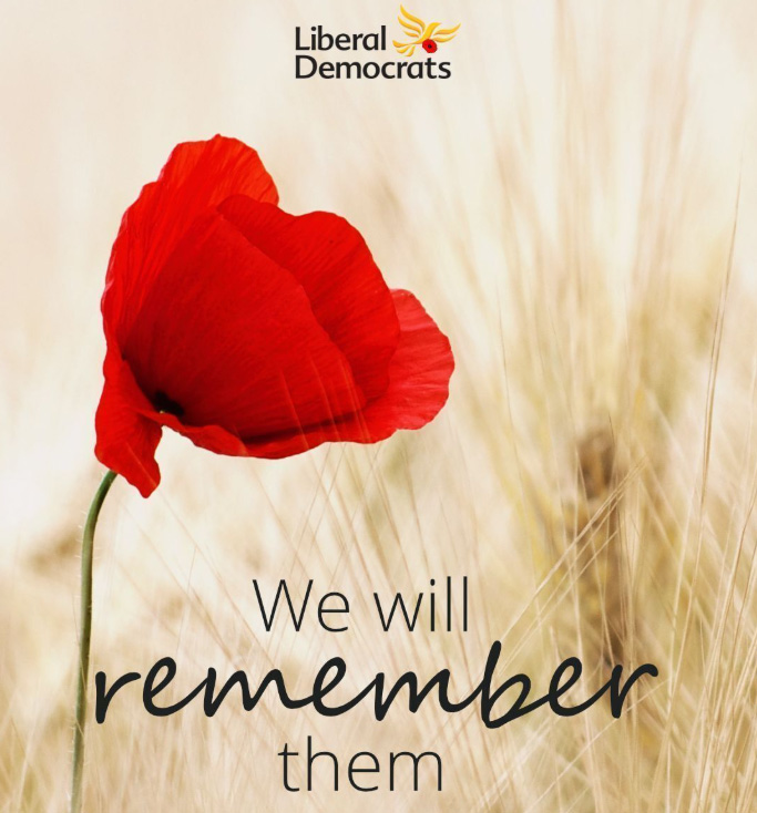 A poppy and the words, 'We will remember them'.