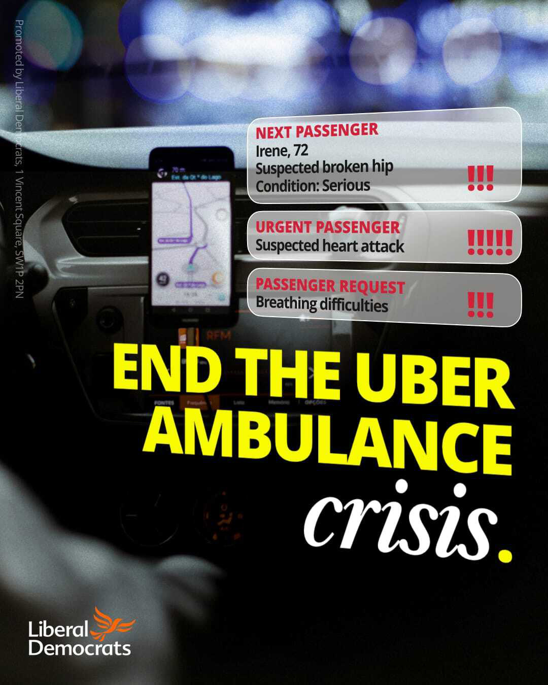 Social media post - 'End the uber ambulance crisis'.