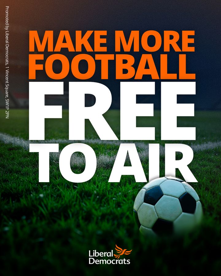 Social media post - a football and the words, 'Make more football free to air.''