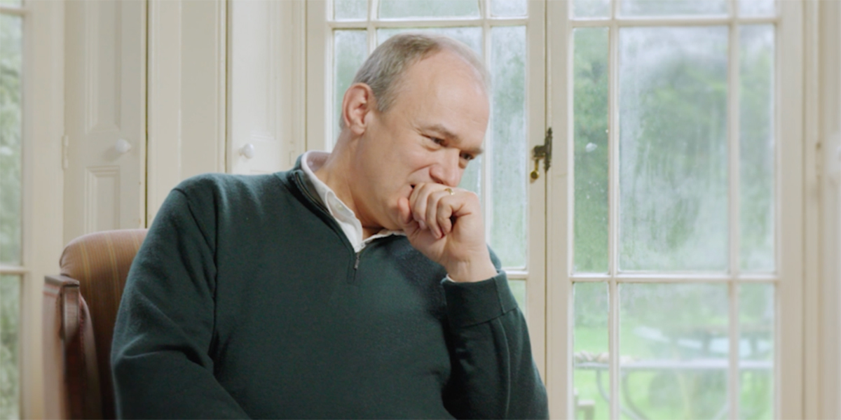 Ed Davey pausing to think.